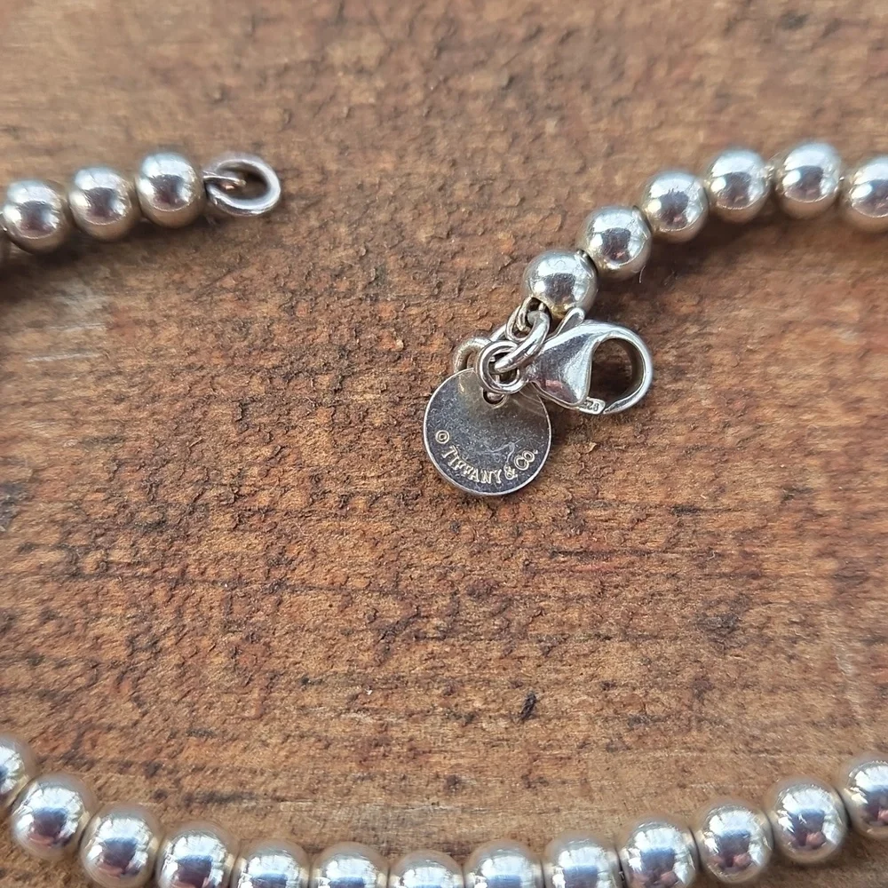 Tiffany & Co.Silver 925 Beaded Heart Charm Bracelet - Picture 2 of 5